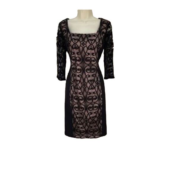 Adrianna Papell Black Lace Overlay Dress.  beautiful! - Picture 1 of 6
